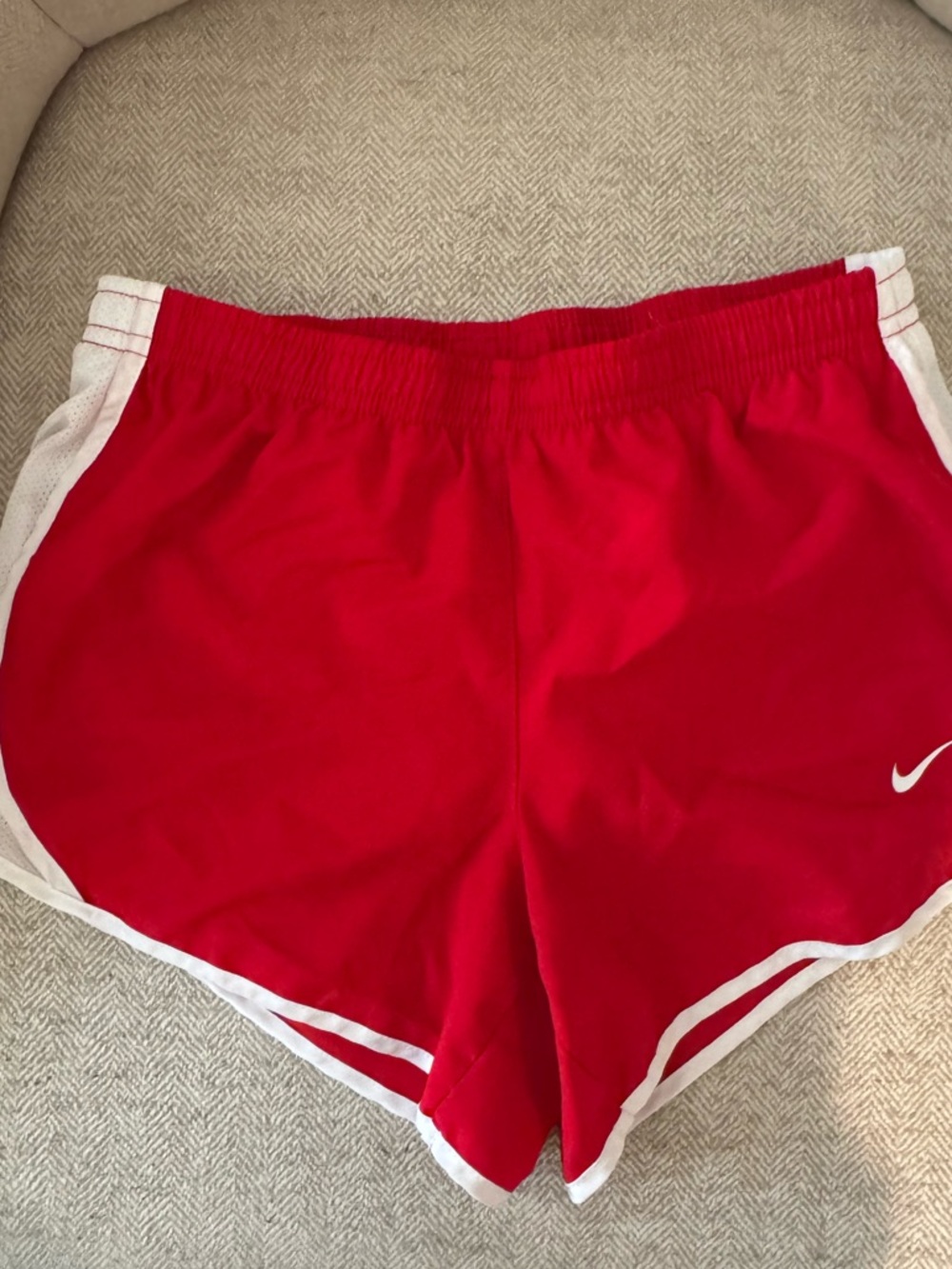 Nike Red Girls' Athletic Shorts with White Trim